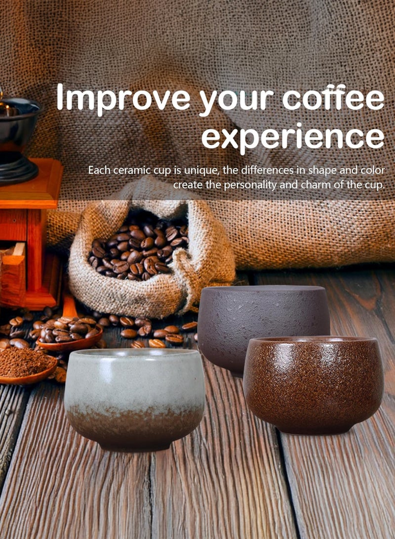 توشيونيكس طقم من 5 أكواب قهوة إسبريسو سيراميك مزدوجة الجدران متعددة الألوان سعة 100 مل - Image 2